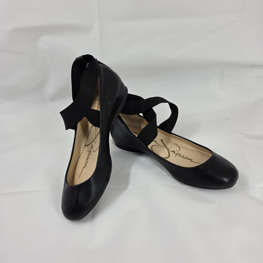 Jessica Simpson Girls Ballet Flats Black Elastic Strap Mary Jane Shoes Size 5